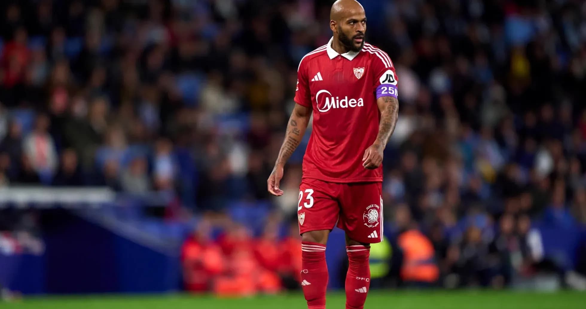 Sevilla player on the field during match