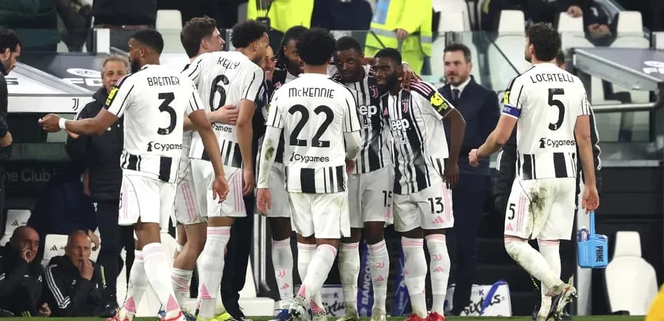 Juventus players celebrating a goal on the field
