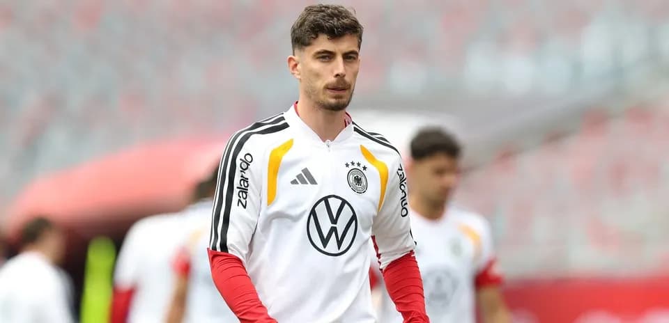 Player in Germany training kit during practice session