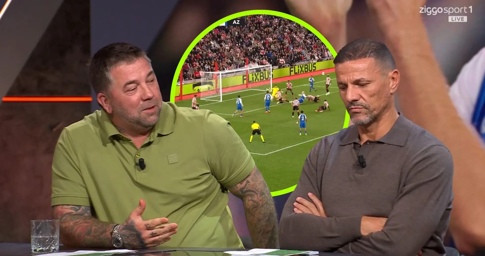 Two analysts discussing a football match on set