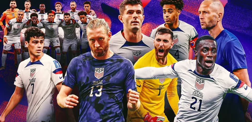 USA men's soccer team players in dynamic poses