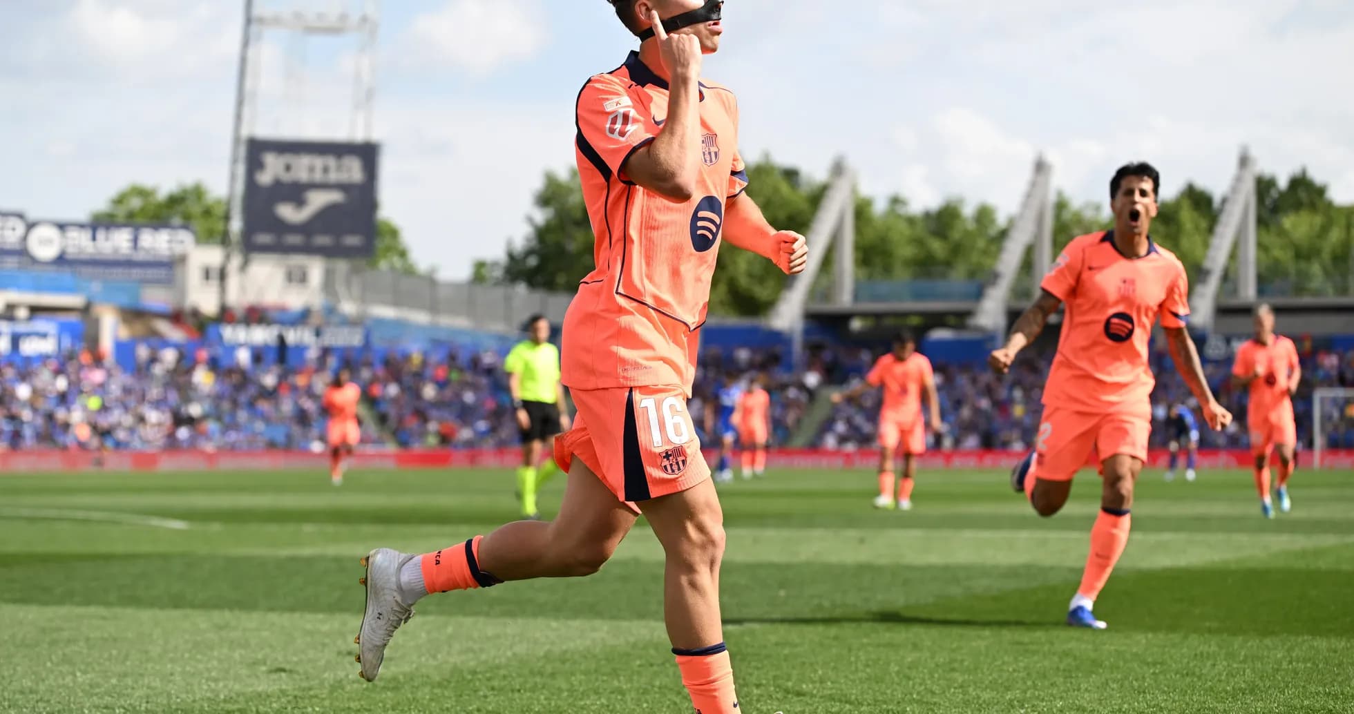 Barcelona player celebrating during La Liga match Barcelona player celebrating during La Liga match