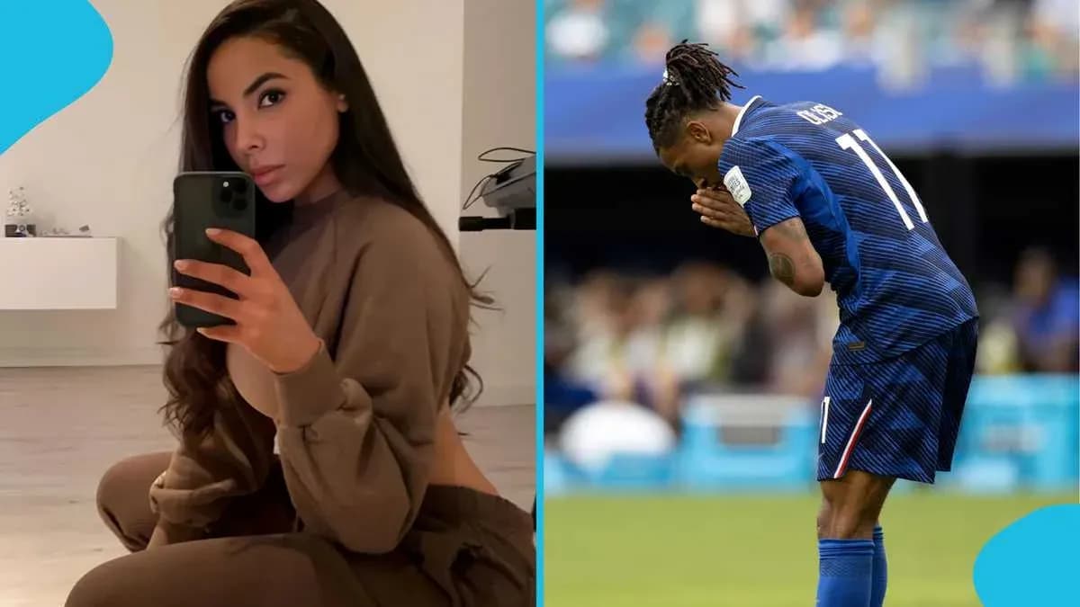 Person taking selfie and player on field during match Person taking selfie and player on field during match