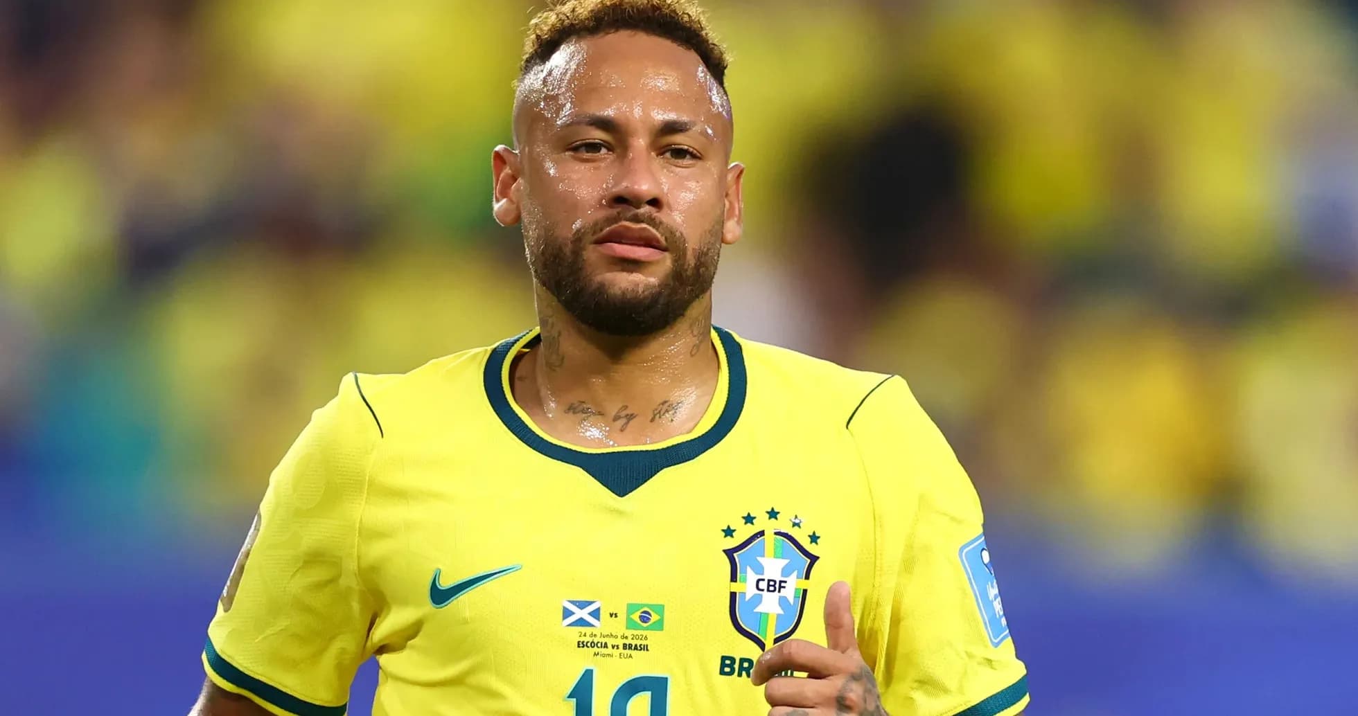 Neymar in Brazil national team jersey during match Neymar in Brazil national team jersey during match