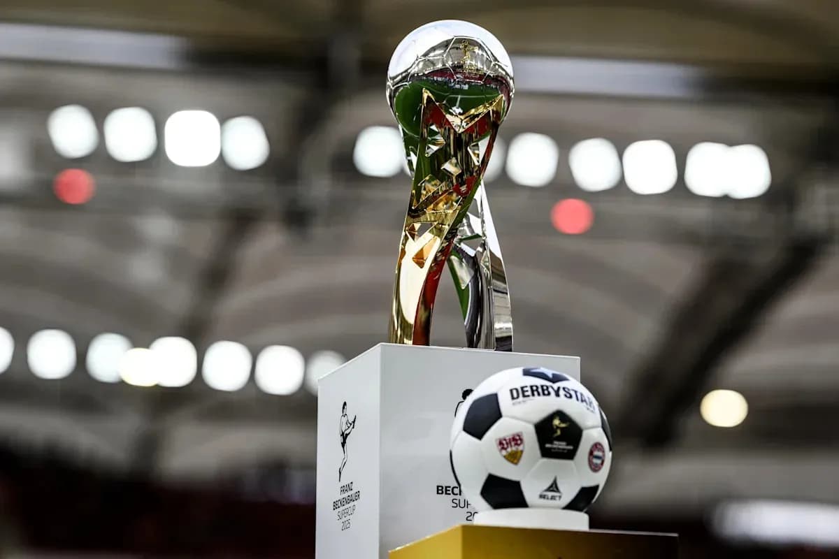 Franz Beckenbauer Supercup trophy and soccer ball Franz Beckenbauer Supercup trophy and soccer ball