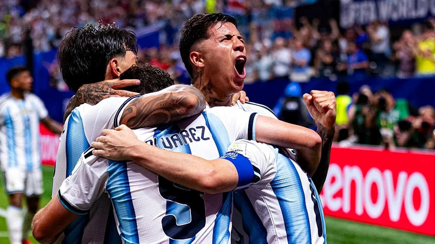 Argentina players celebrating a goal together Argentina players celebrating a goal together