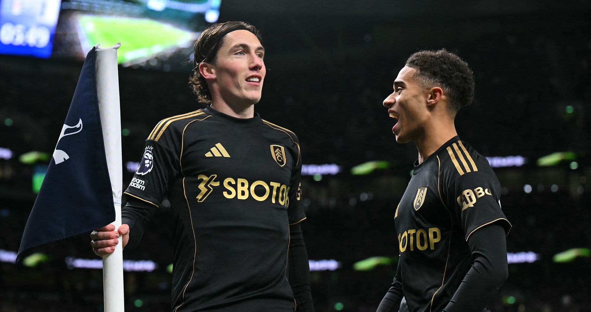 Fulham players celebrating during Premier League match Fulham players celebrating during Premier League match