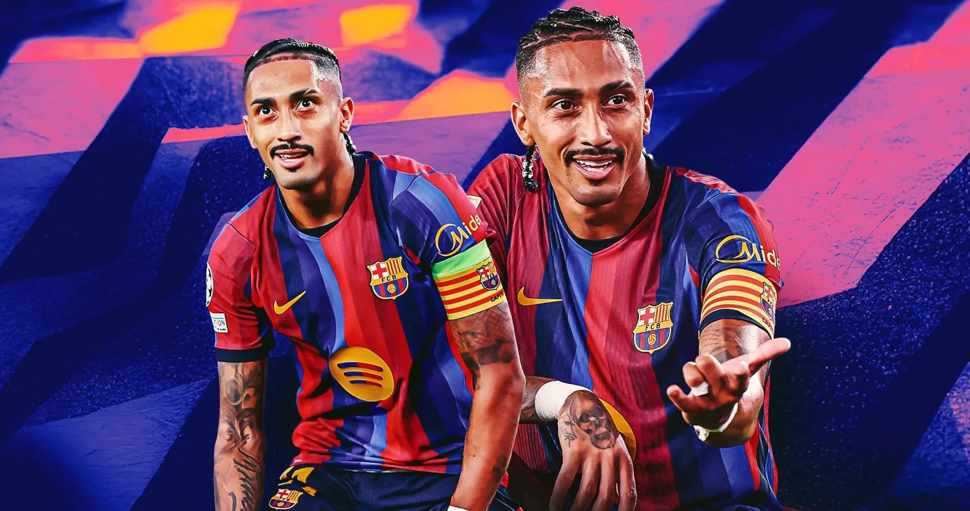 Player in FC Barcelona kit with captain's armband Player in FC Barcelona kit with captain's armband