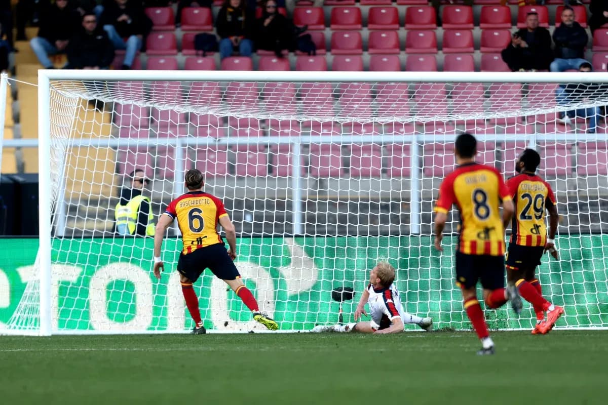 Lecce player scoring a goal against Genoa Lecce player scoring a goal against Genoa