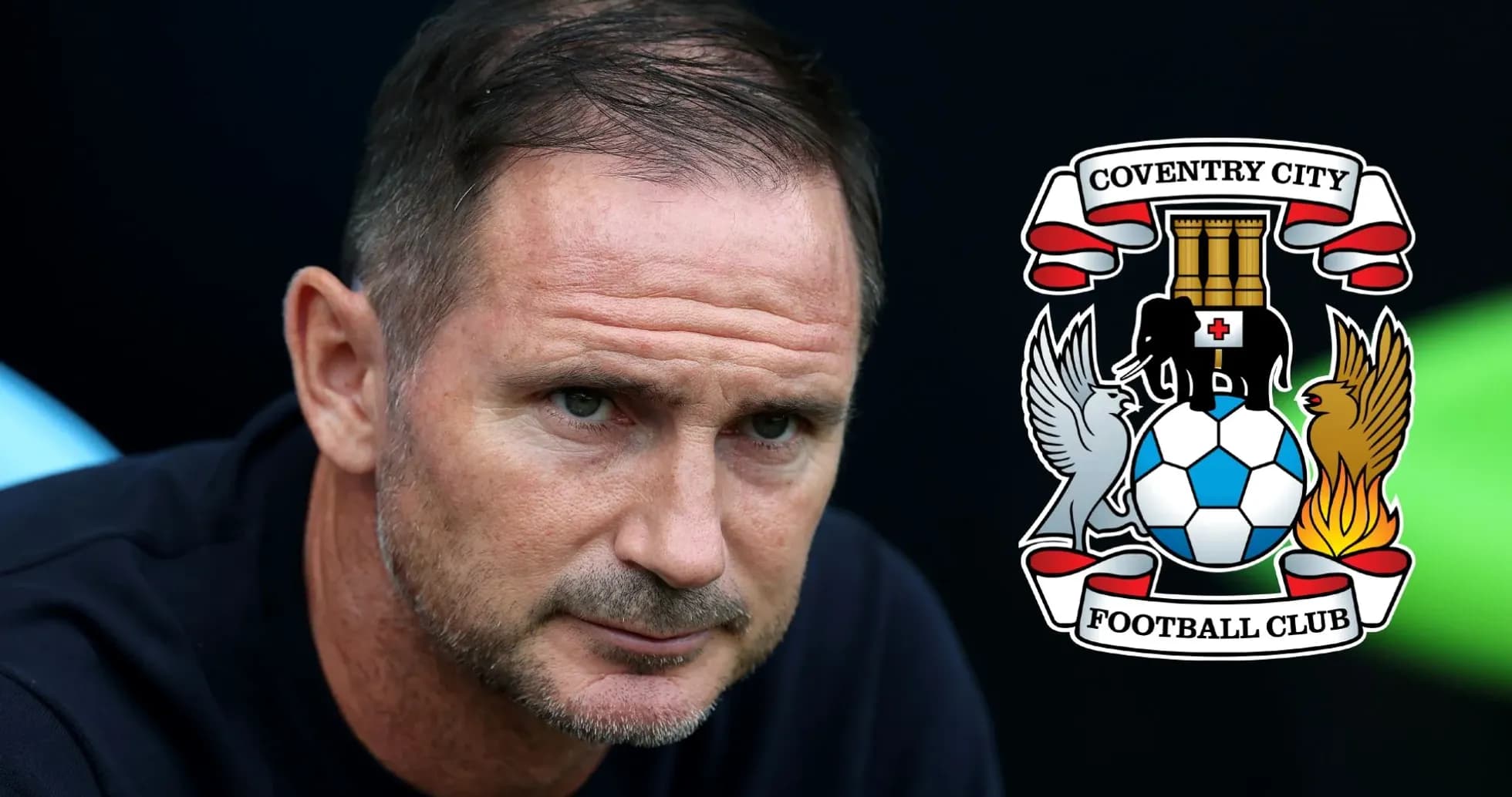 Coach seated with Coventry City logo in background Coach seated with Coventry City logo in background