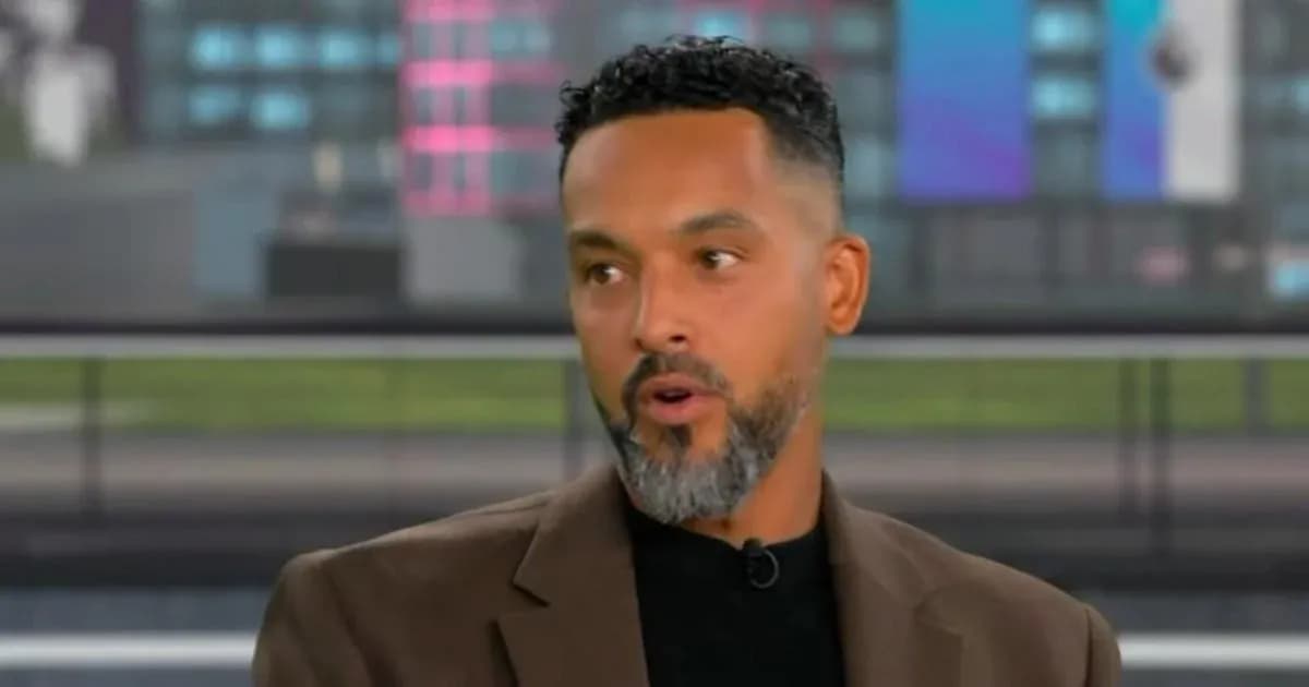Man speaking during a sports analysis segment Man speaking during a sports analysis segment