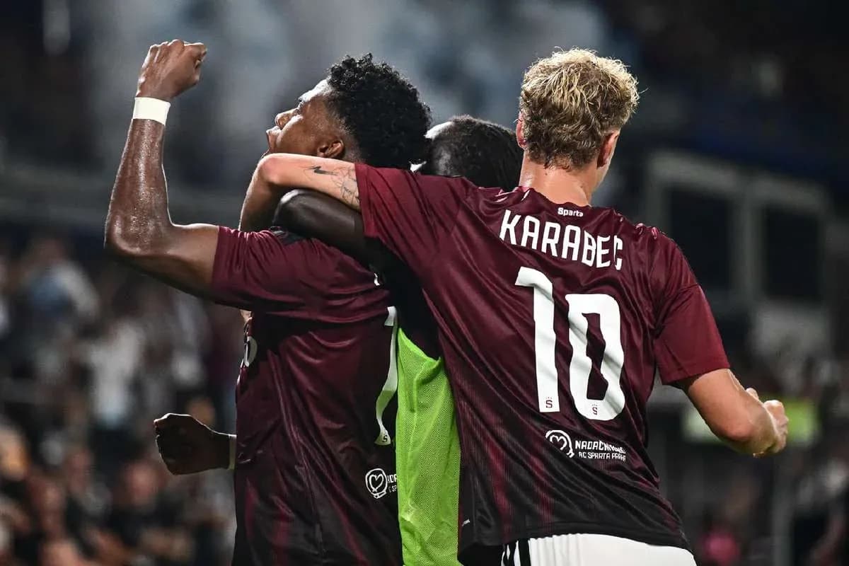 Sparta Praha players celebrating a goal Sparta Praha players celebrating a goal