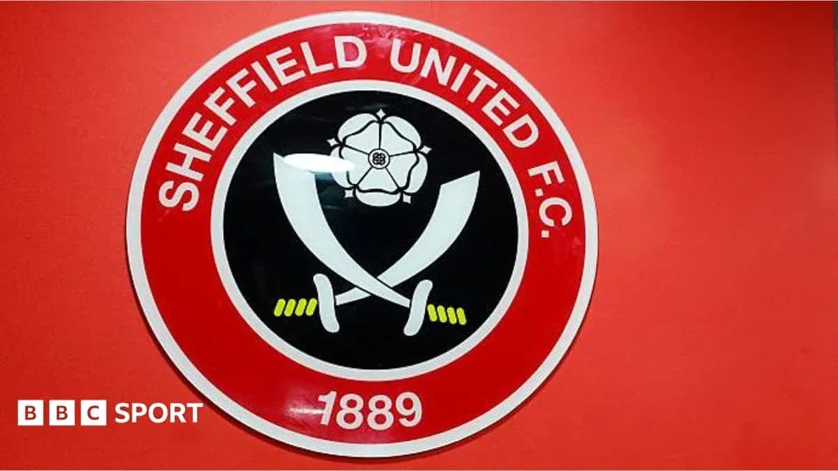 Sheffield United F.C. club logo on red background Sheffield United F.C. club logo on red background