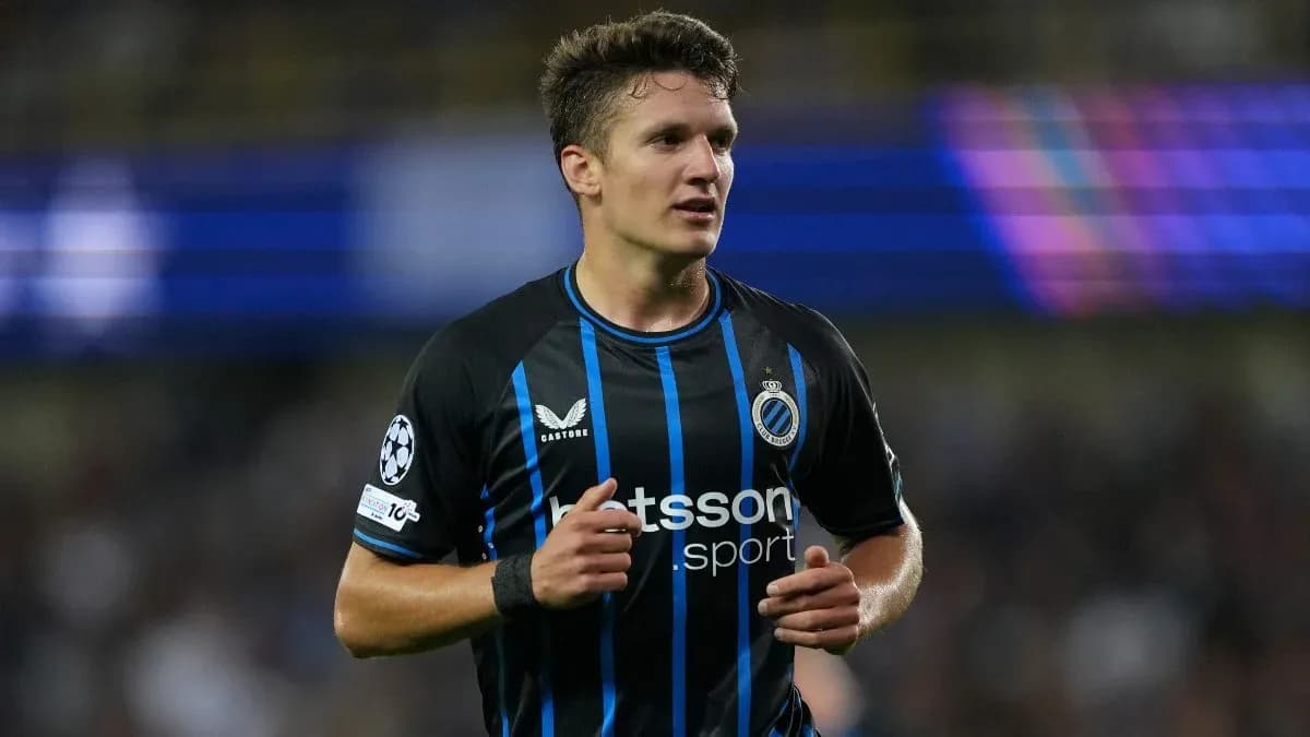 Player in Club Brugge uniform during match Player in Club Brugge uniform during match