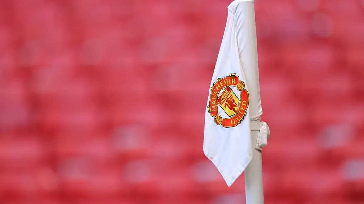 Corner flag featuring Manchester United logo Corner flag featuring Manchester United logo