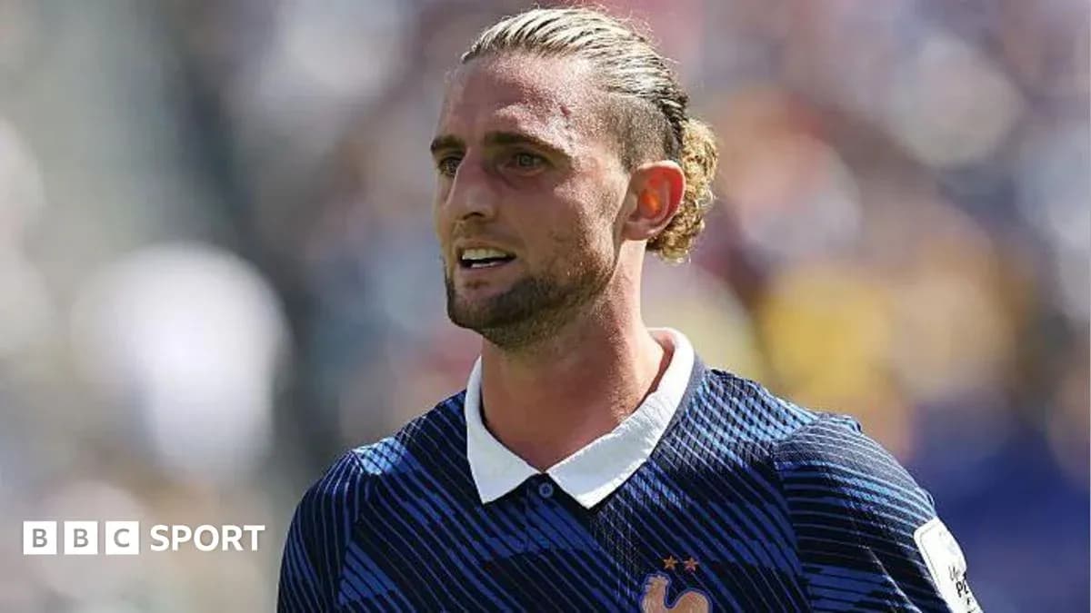 Football player in France jersey during match Football player in France jersey during match