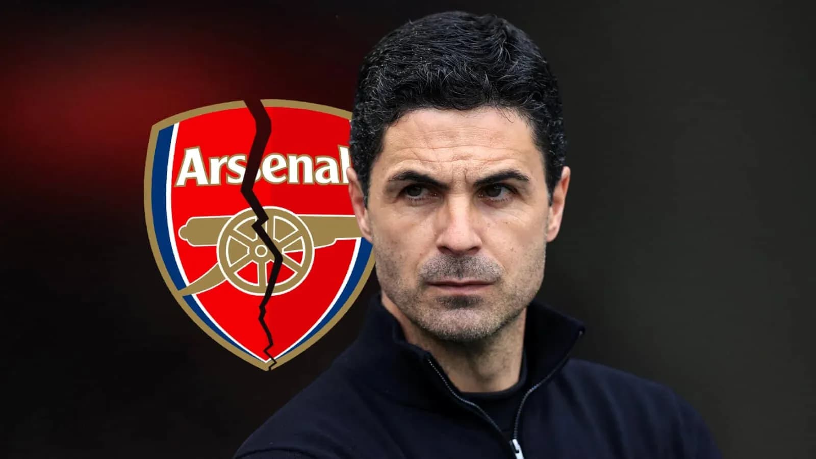 Arsenal manager with club logo in background Arsenal manager with club logo in background