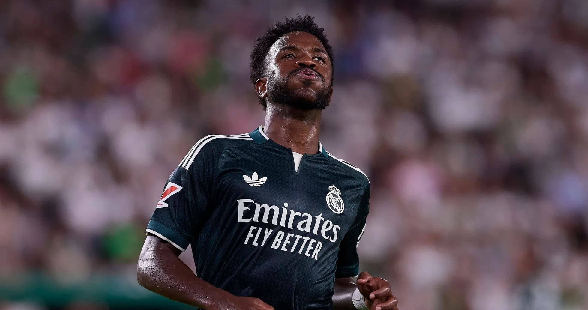 Player in Real Madrid kit during match action Player in Real Madrid kit during match action