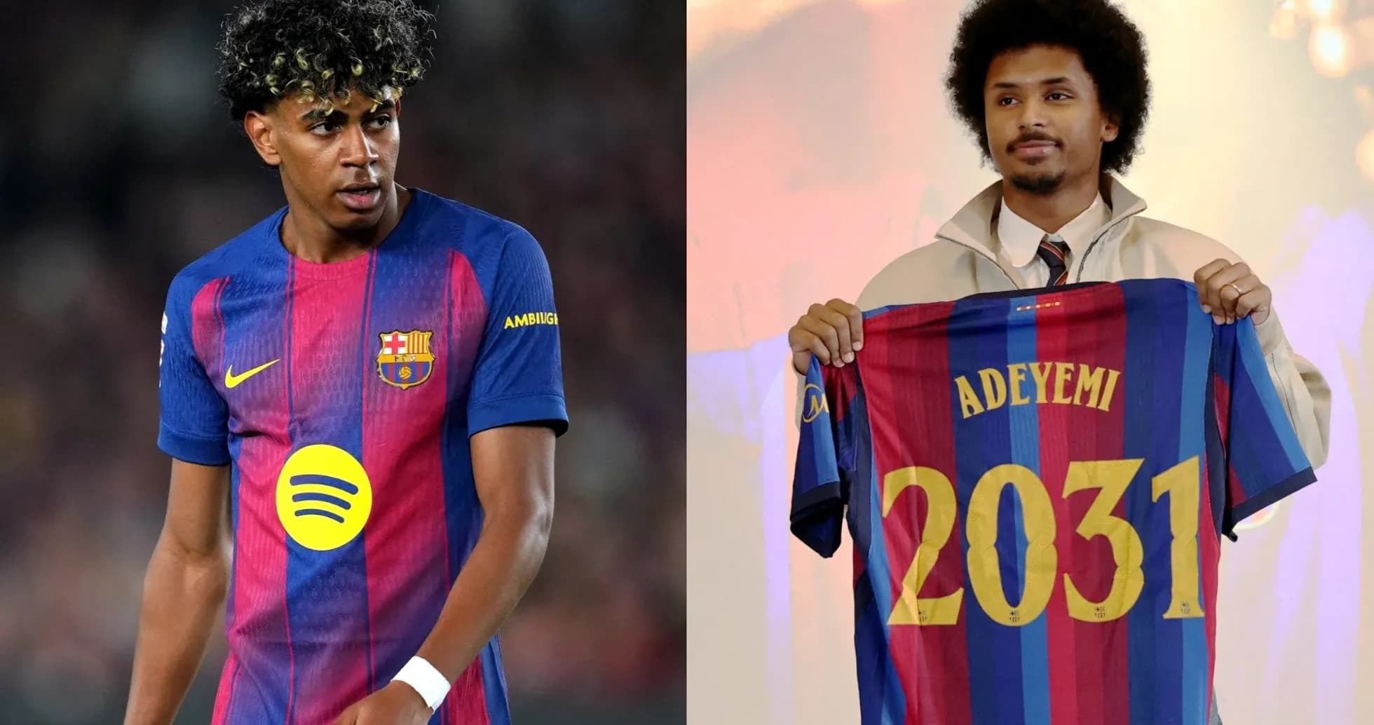 Barcelona player on field and new signing presentation Barcelona player on field and new signing presentation