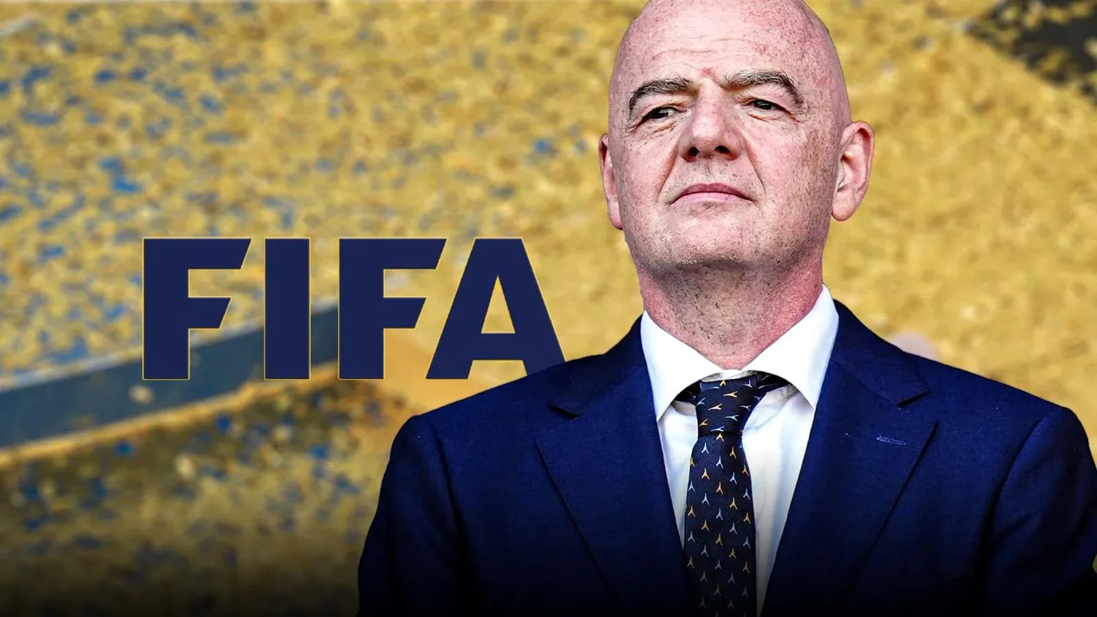FIFA president standing against a golden background FIFA president standing against a golden background