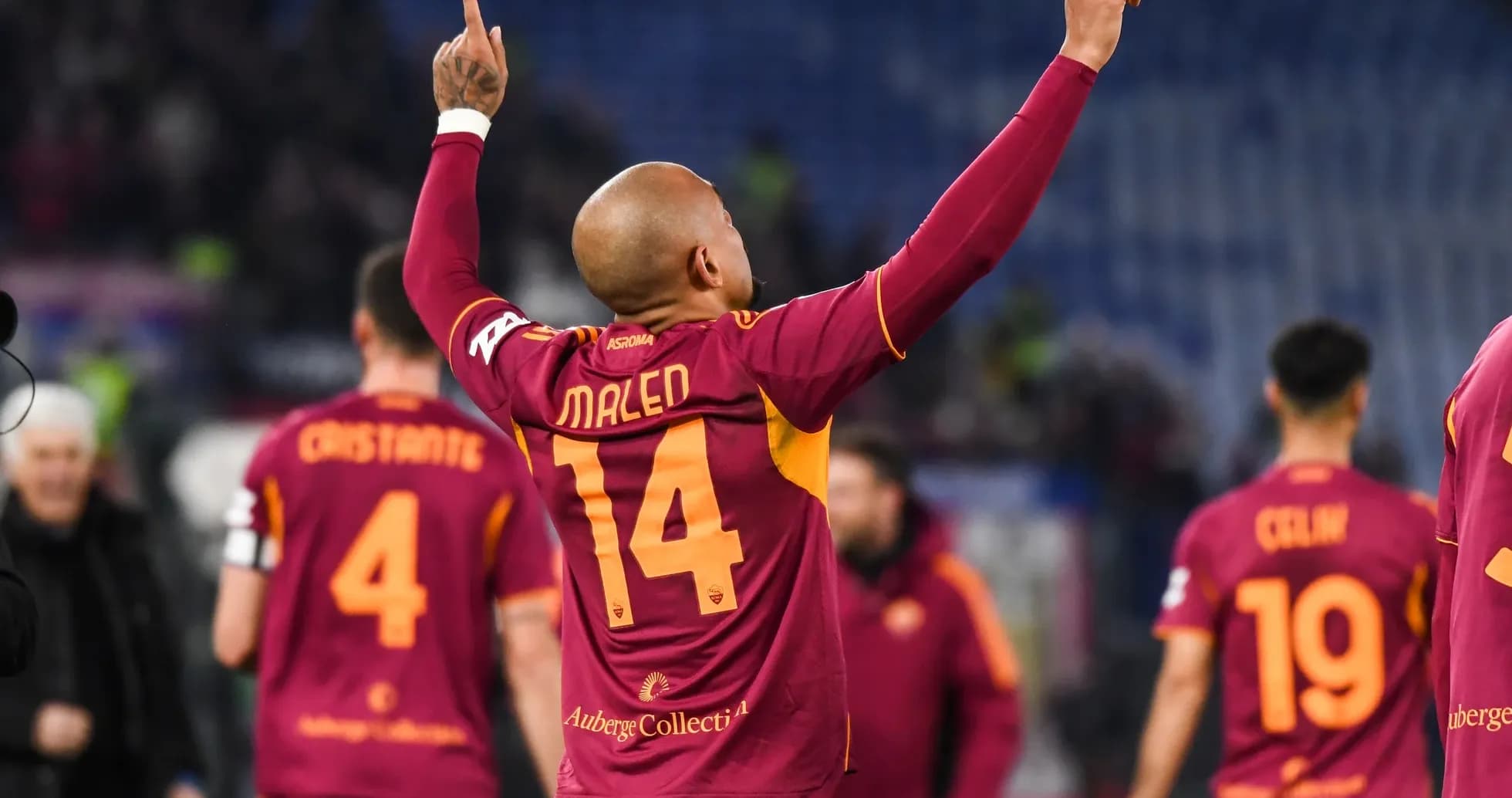 AS Roma player celebrating during match AS Roma player celebrating during match