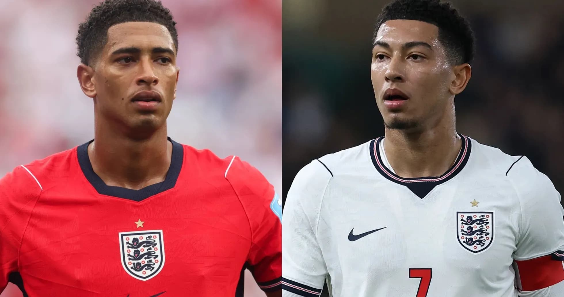 Two England players in different kits during matches Two England players in different kits during matches