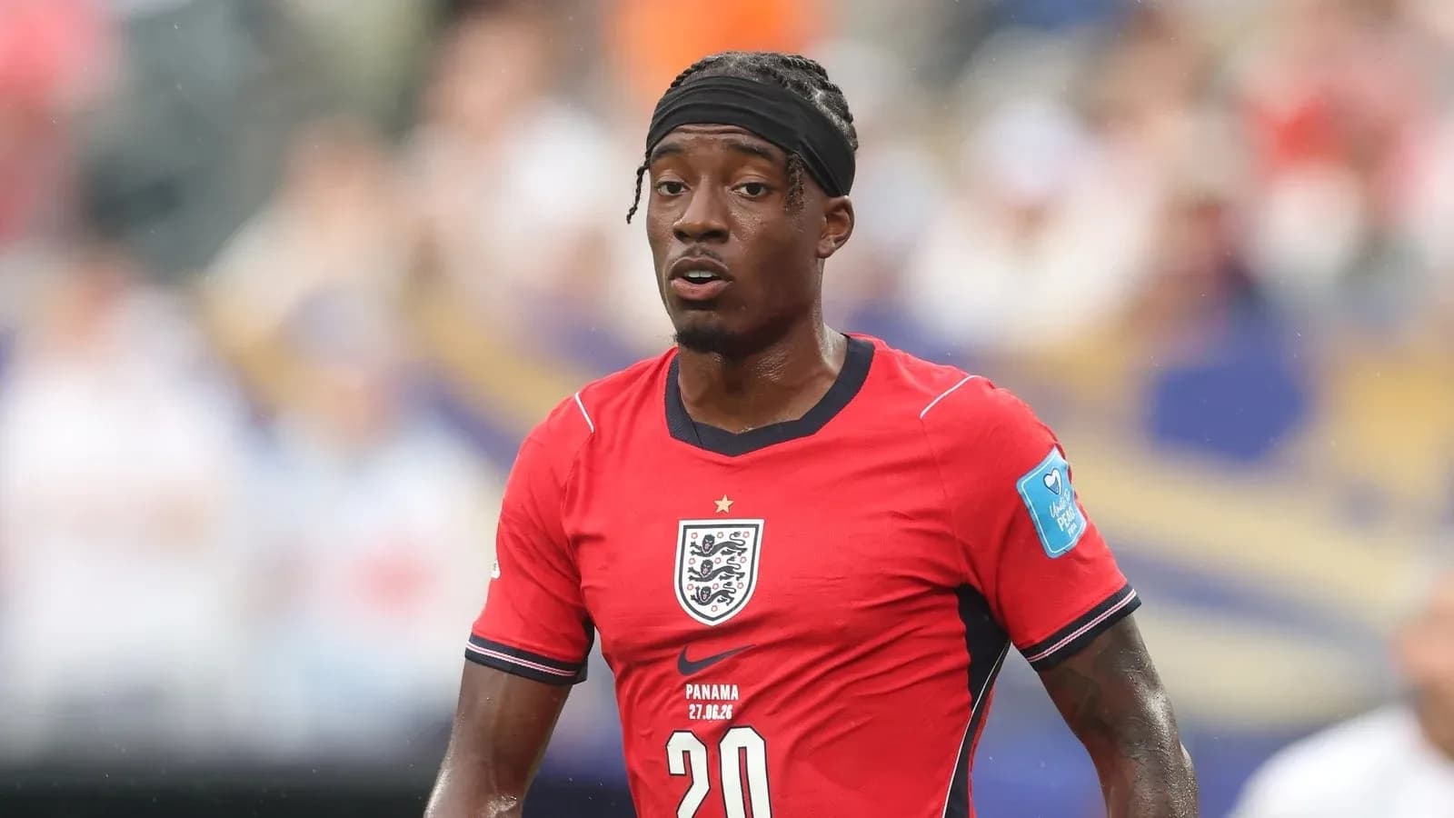 Player wearing red England jersey during match Player wearing red England jersey during match