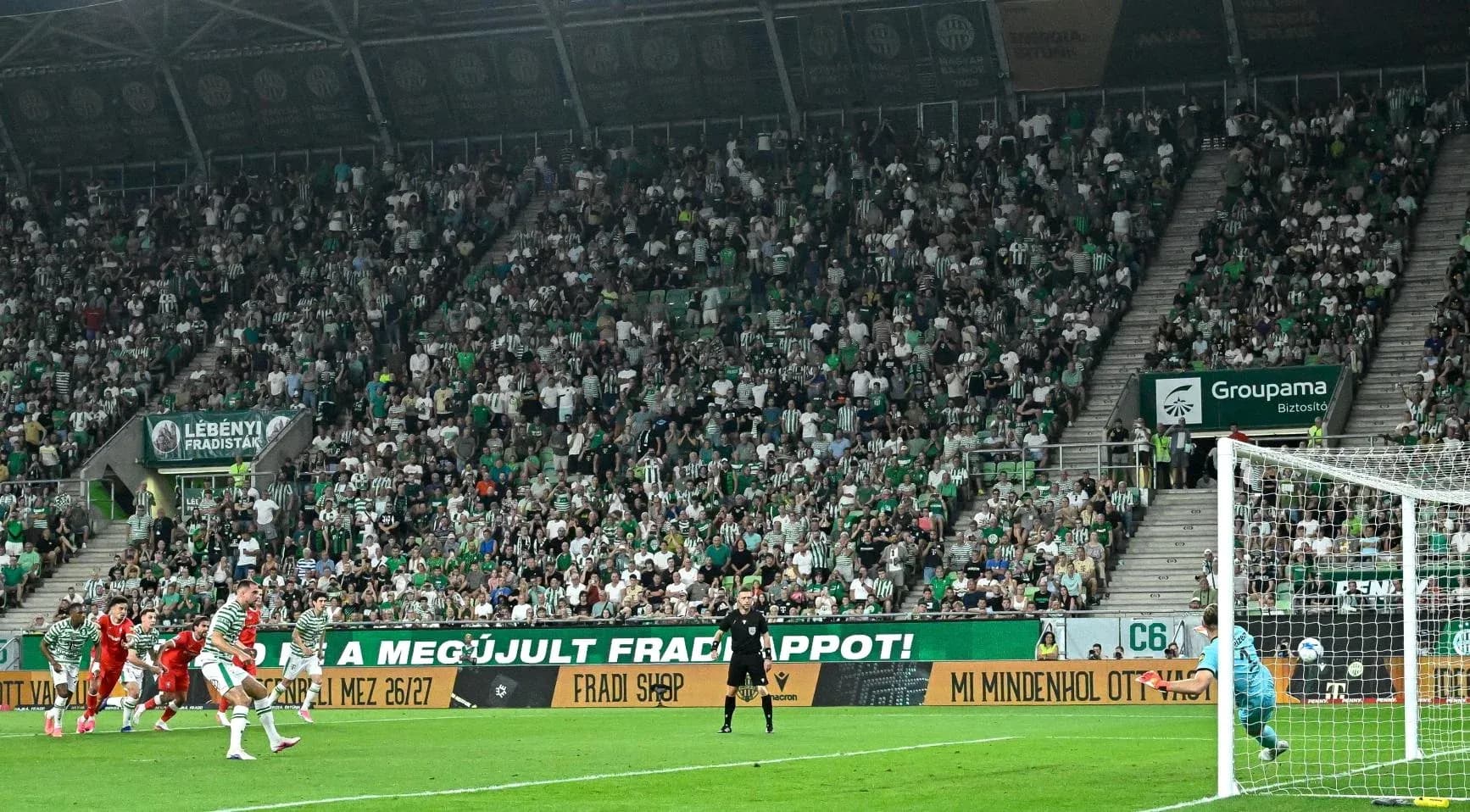 Penalty kick during Ferencvarosi TC match Penalty kick during Ferencvarosi TC match