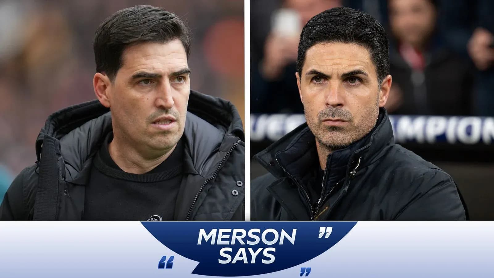 Two football managers during a discussion segment Two football managers during a discussion segment