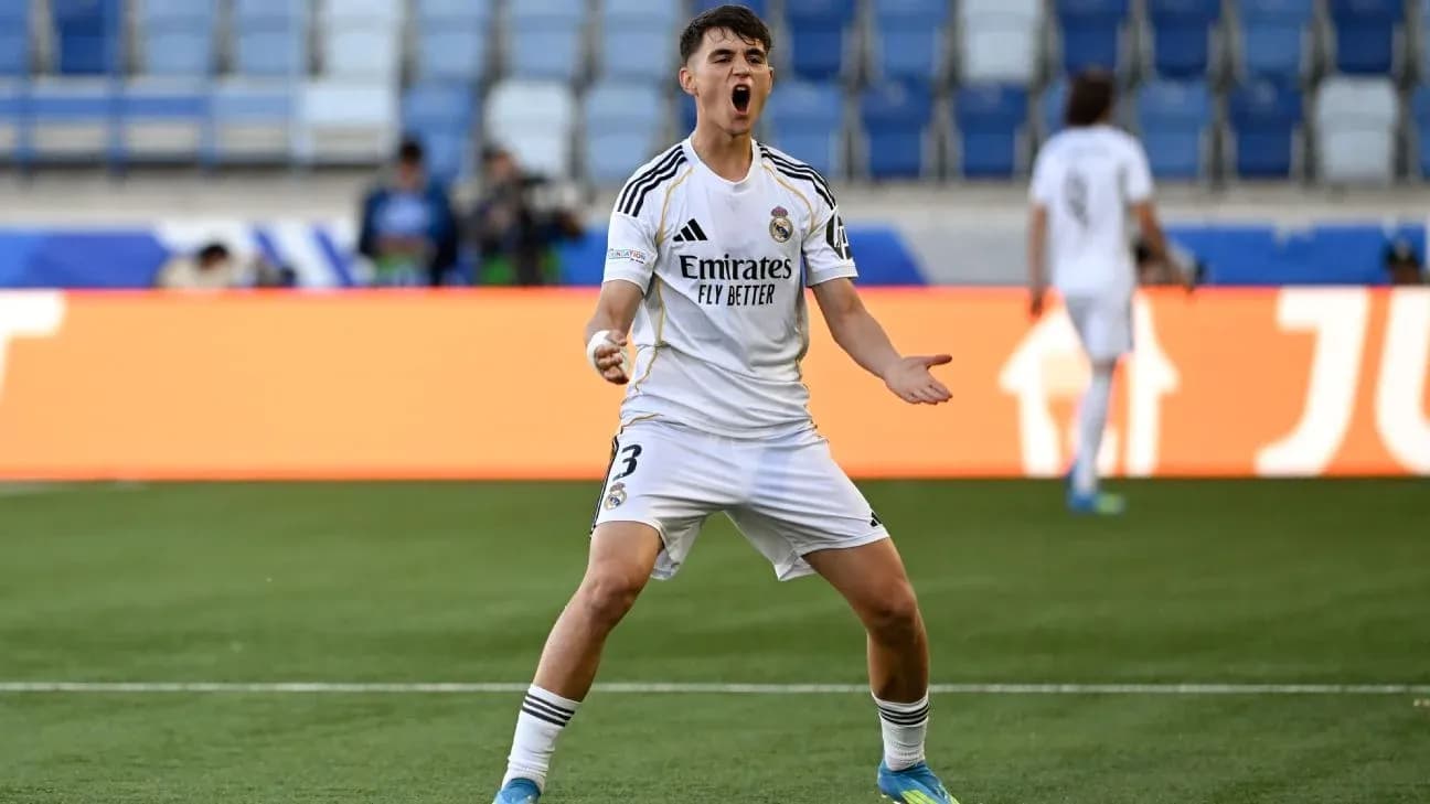 Real Madrid player celebrating on the field Real Madrid player celebrating on the field