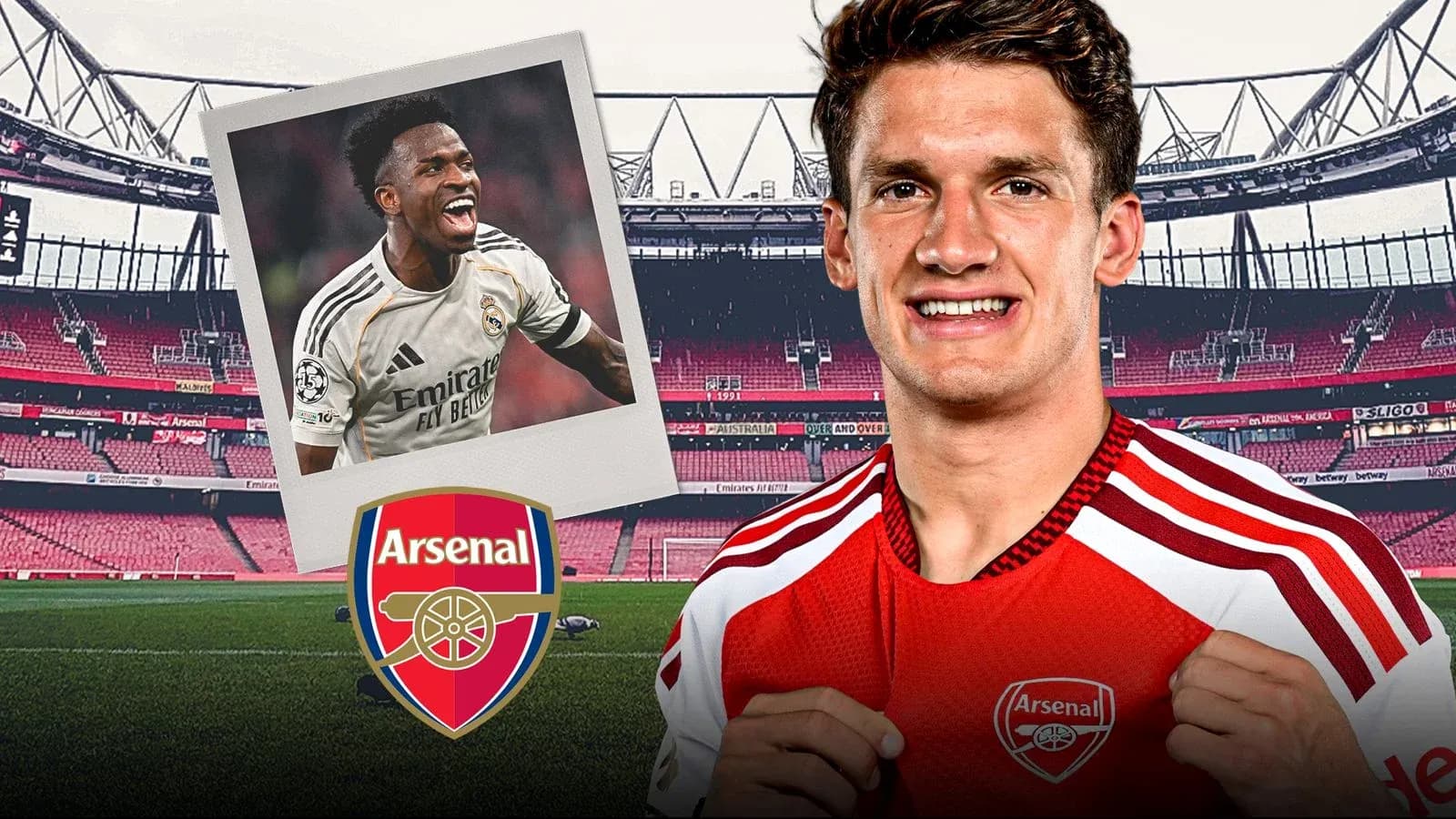 Player in Arsenal jersey with stadium background Player in Arsenal jersey with stadium background