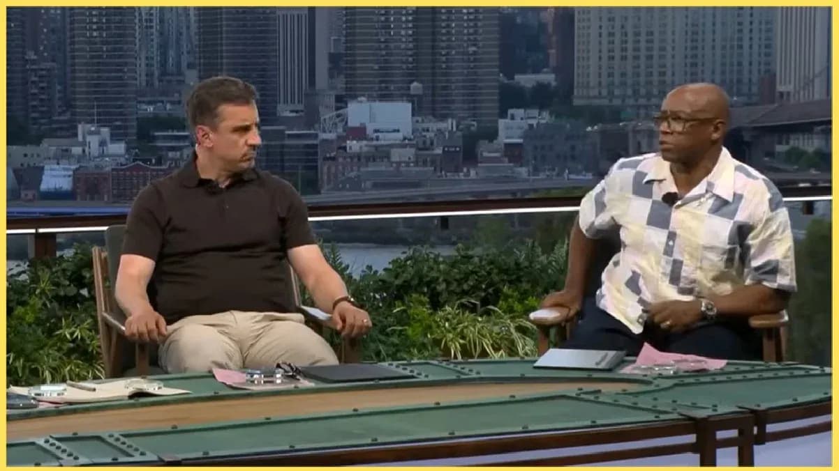 Two analysts discussing sports on outdoor set Two analysts discussing sports on outdoor set