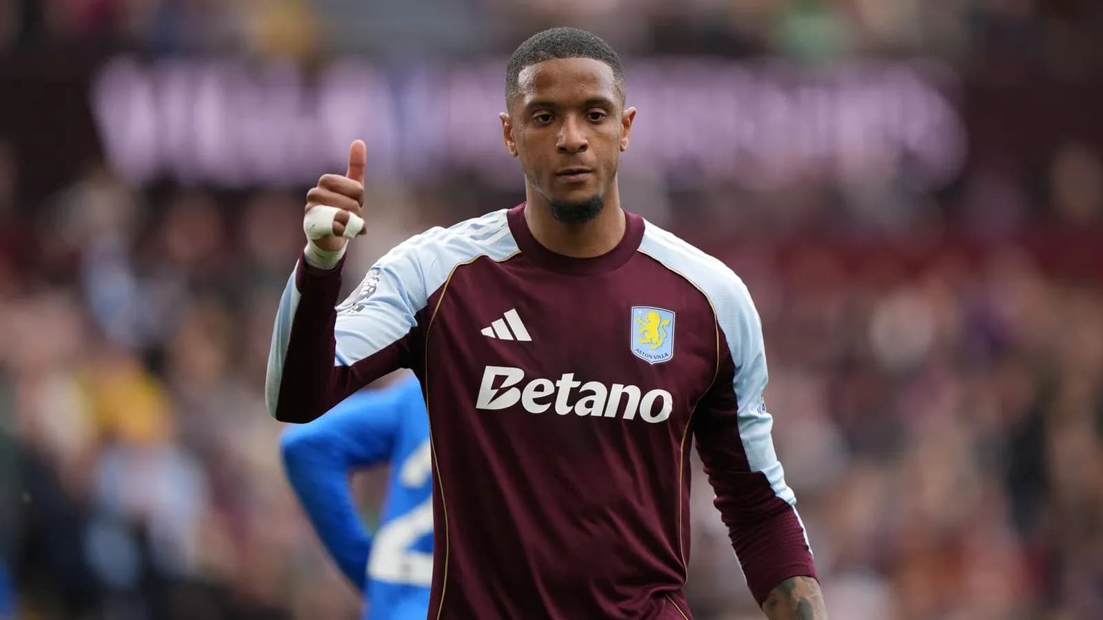 Goalkeeper gesturing during a match for Aston Villa Goalkeeper gesturing during a match for Aston Villa
