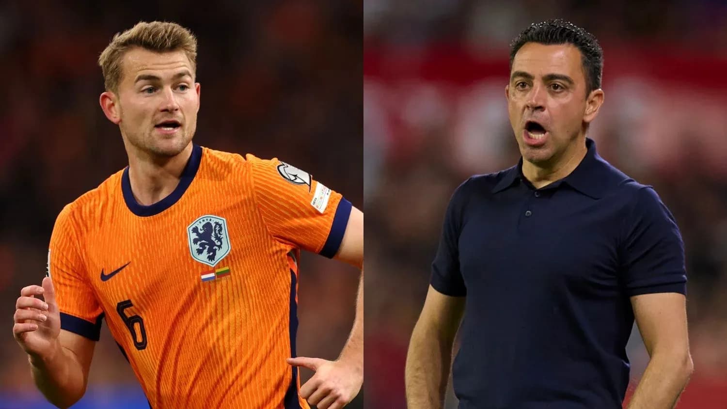 Matthijs de Ligt playing, Xavi coaching during match Matthijs de Ligt playing, Xavi coaching during match