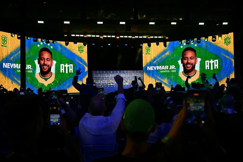 Neymar Jr. featured at promotional event with audience Neymar Jr. featured at promotional event with audience