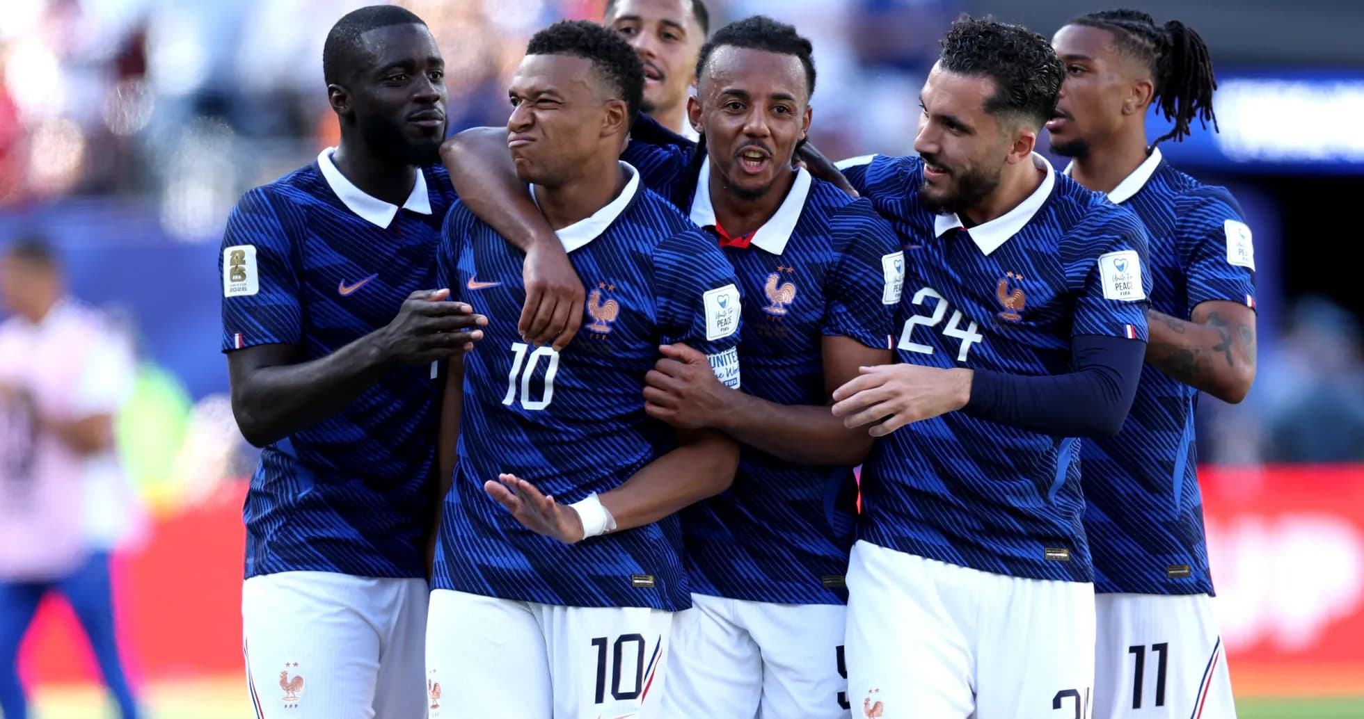 French players celebrating a goal during match French players celebrating a goal during match