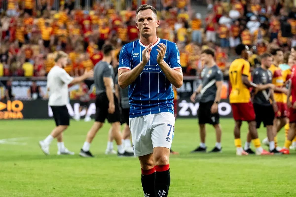 Rangers player applauding fans after the match Rangers player applauding fans after the match