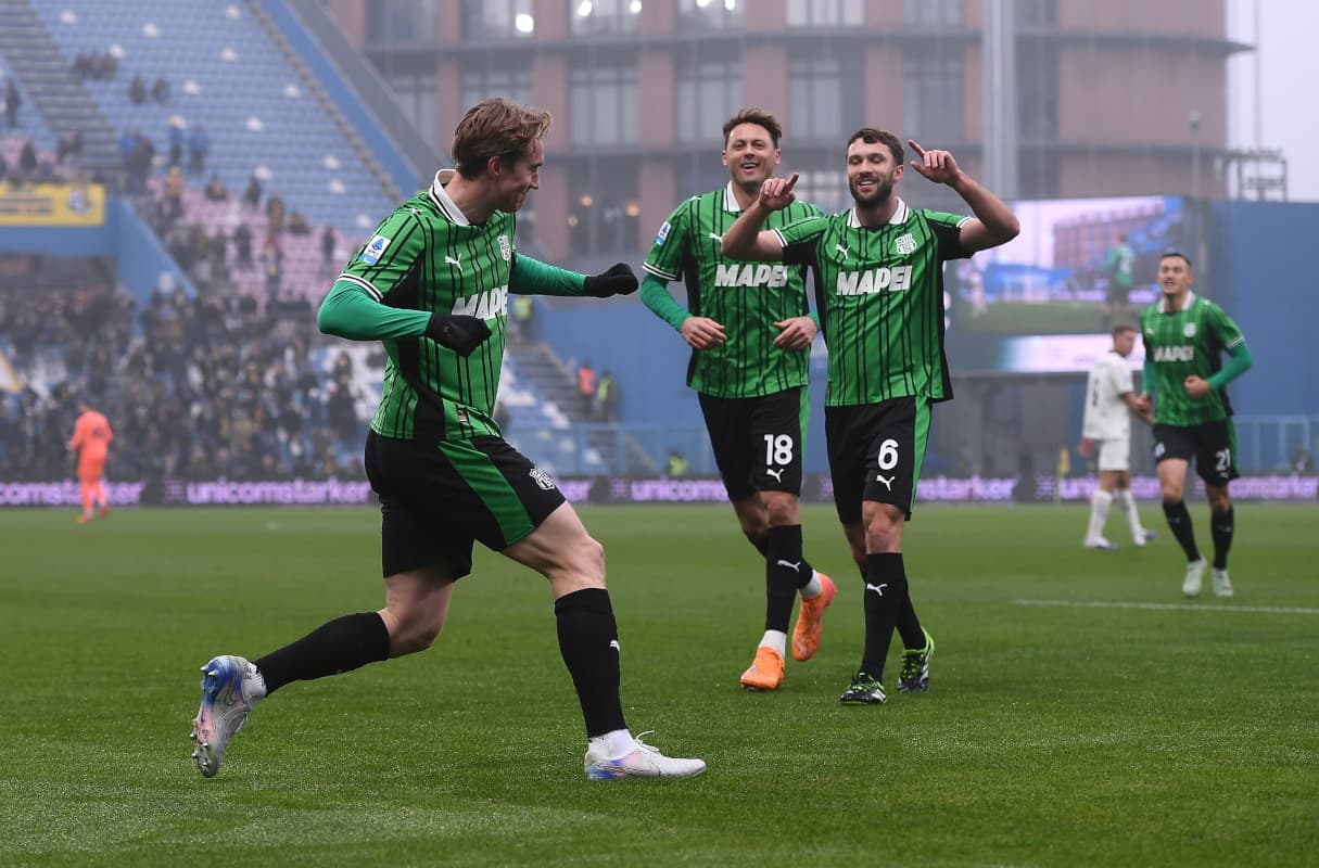 Sassuolo players celebrating a goal Sassuolo players celebrating a goal