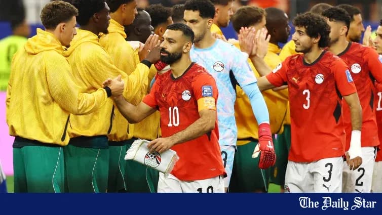 Egyptian team greeting opponents after match Egyptian team greeting opponents after match