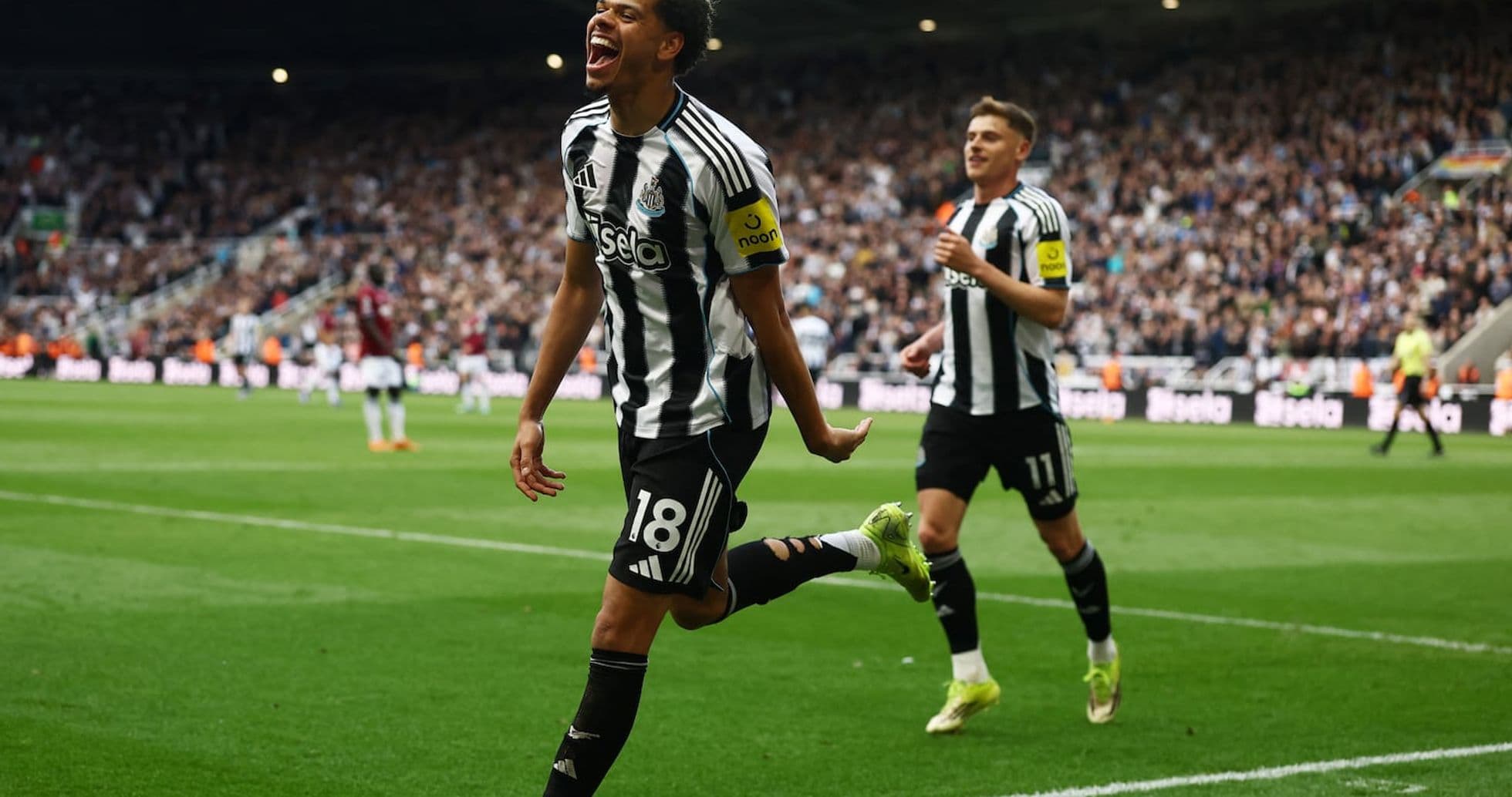 Newcastle player celebrating goal against West Ham Newcastle player celebrating goal against West Ham