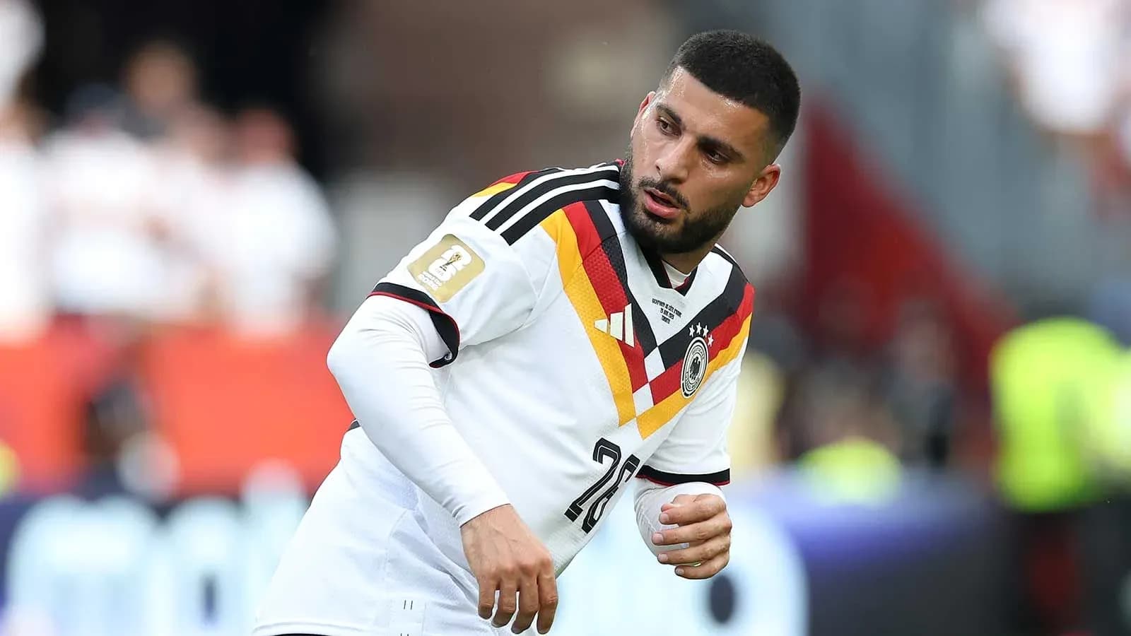 Player wearing Germany jersey during warm-up session Player wearing Germany jersey during warm-up session