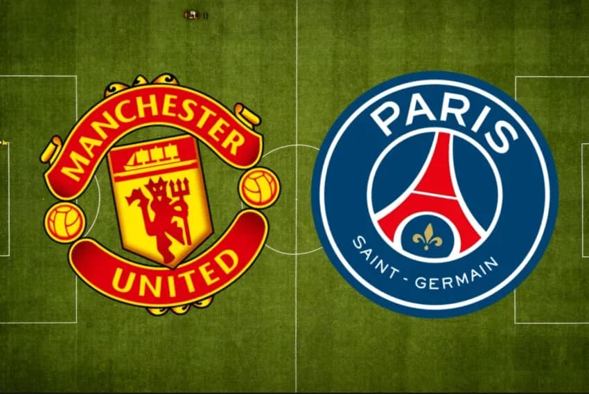 Logos of Manchester United and Paris Saint-Germain Logos of Manchester United and Paris Saint-Germain