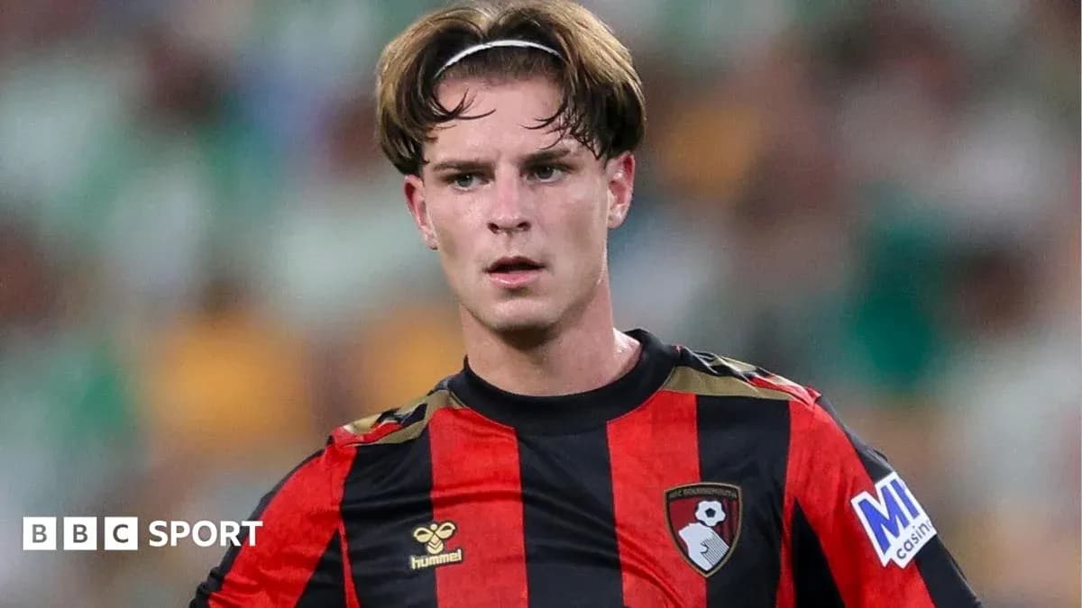 Player in AFC Bournemouth kit during match Player in AFC Bournemouth kit during match