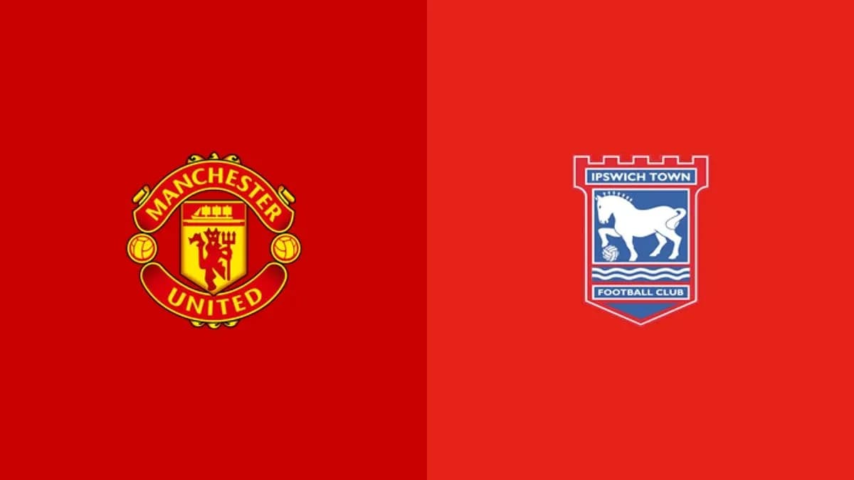Logos of Manchester United and Ipswich Town Logos of Manchester United and Ipswich Town