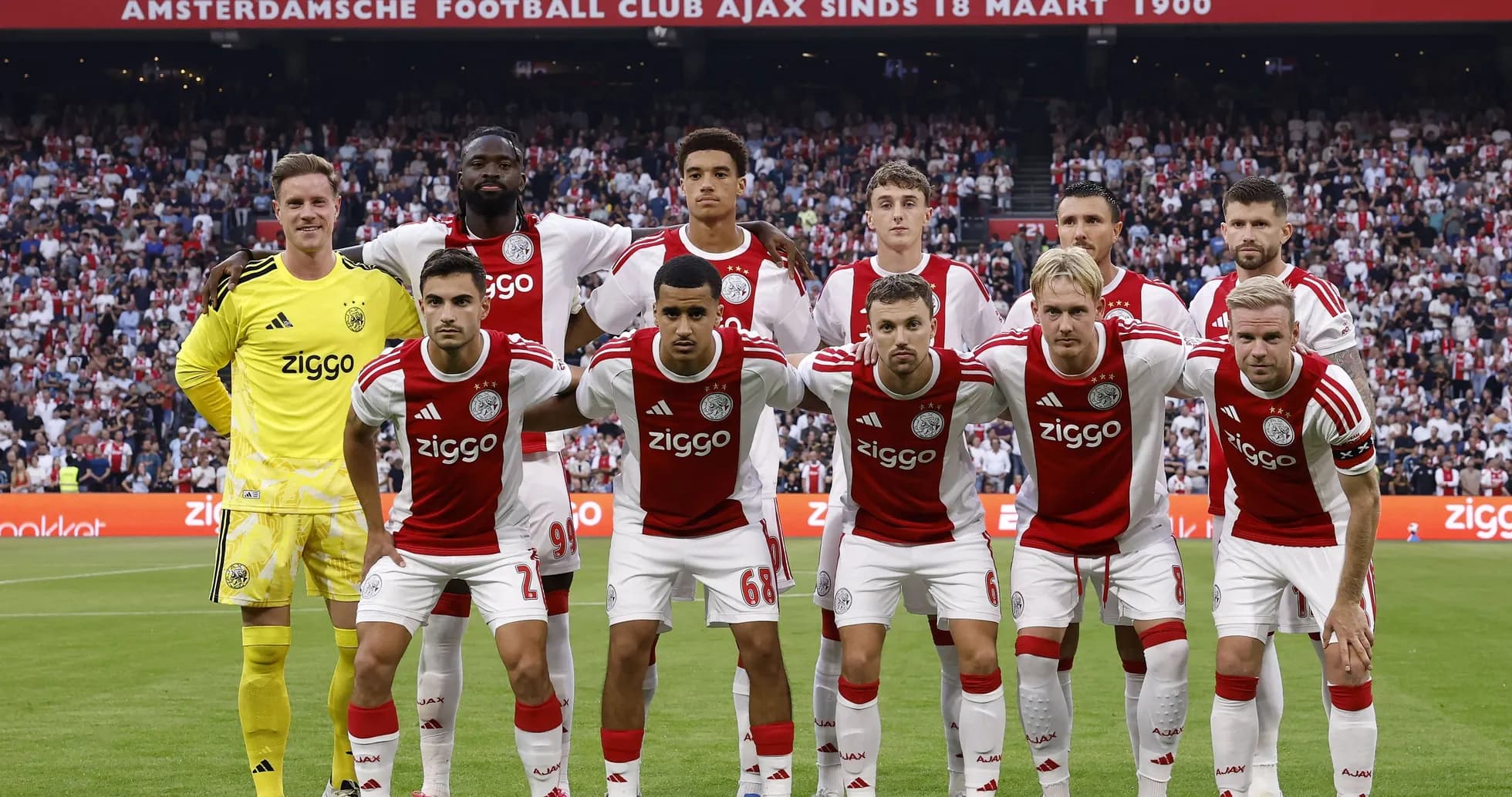 Ajax team posing for a group photo before match Ajax team posing for a group photo before match