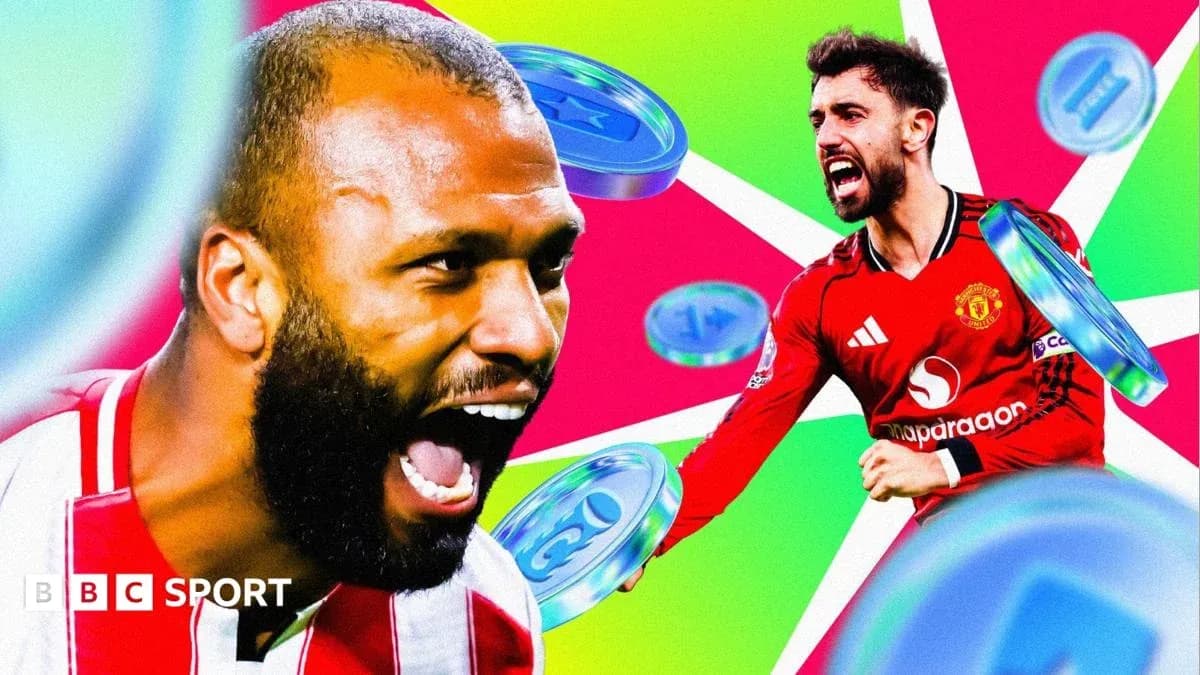 Two football players celebrating with graphic elements Two football players celebrating with graphic elements