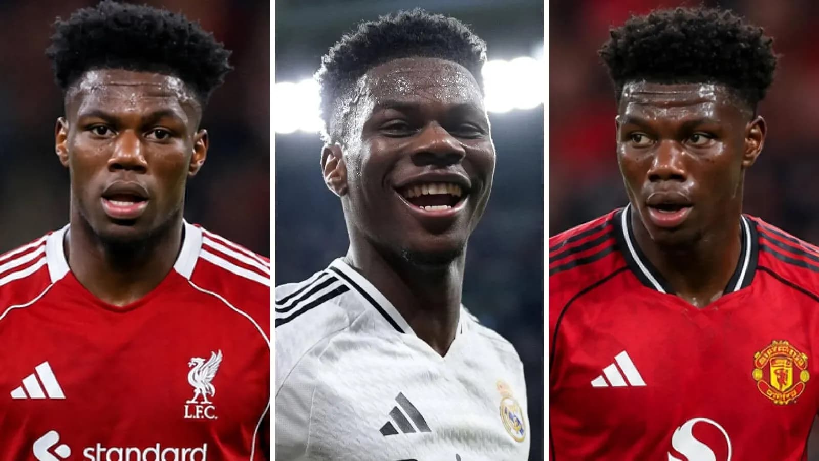 Player wearing different club jerseys in three images Player wearing different club jerseys in three images