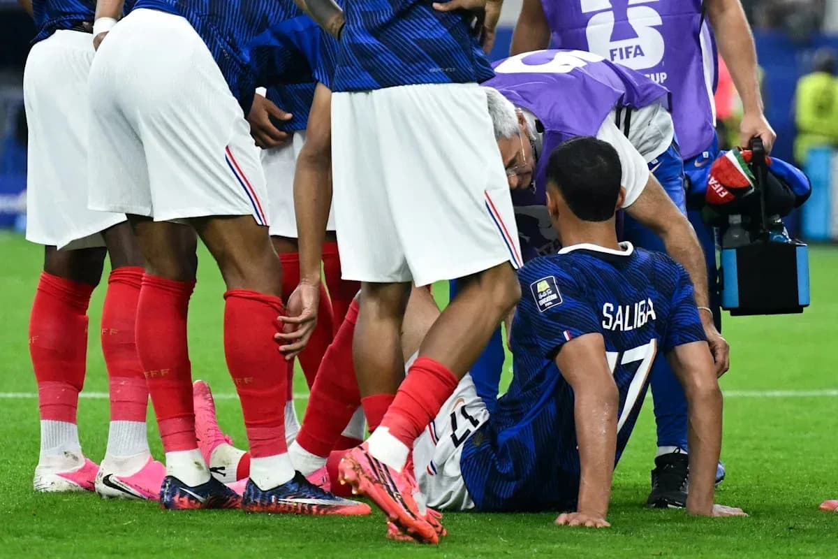 Player receiving medical attention during match Player receiving medical attention during match