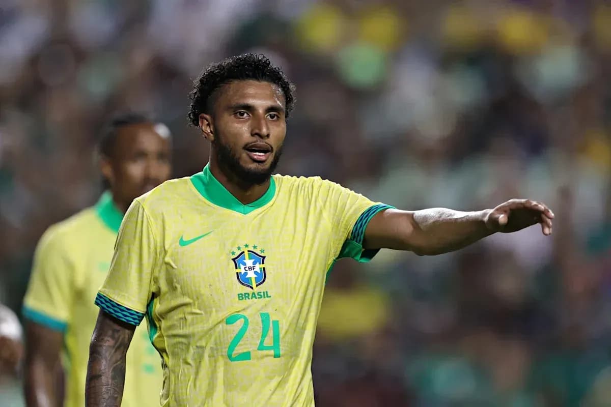 Brazilian player gesturing during a football match Brazilian player gesturing during a football match