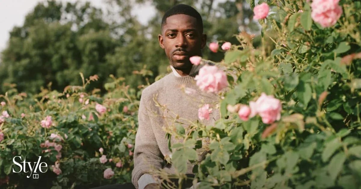 Person sitting among pink roses in a garden Person sitting among pink roses in a garden